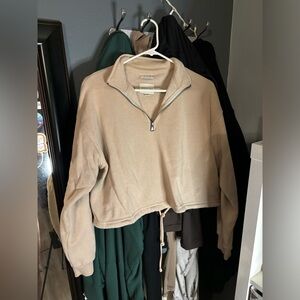 american eagle cinched quarter zip sweatshirt